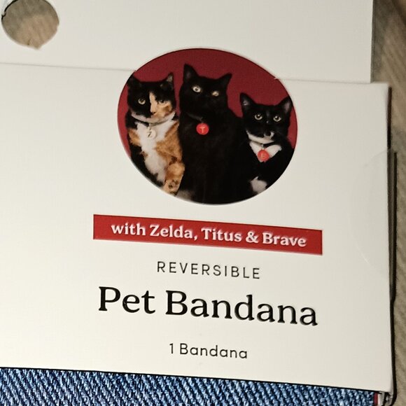 NEW Cat Social Club" Blue Twill Reversible Cat Bandana - The Cuddle Collab - Picture 5 of 5